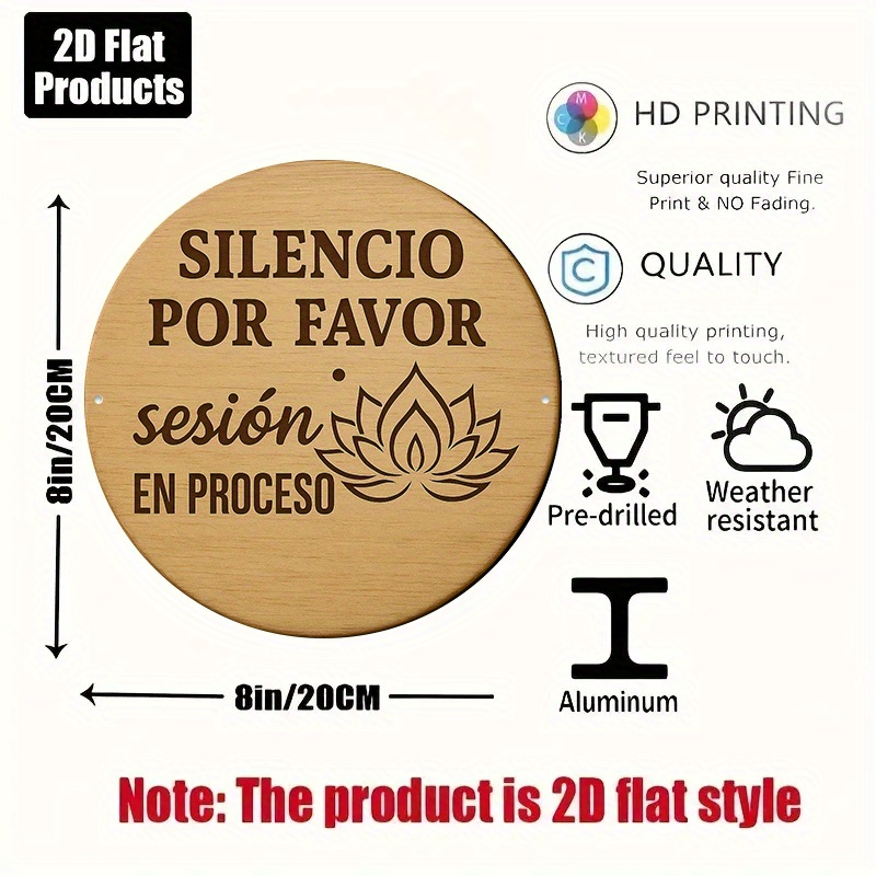 2D Metal Sign Silencio Por Fav - Spa Wellness Yoga avis et prix